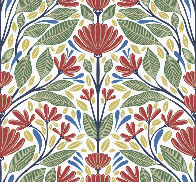Seabrook Carmela Folk Floral Primaries Wallpaper