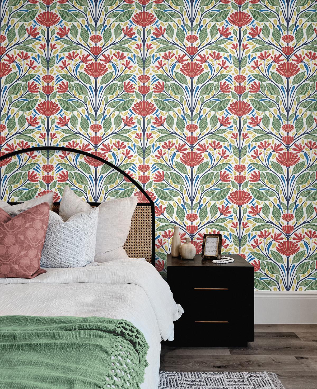 Seabrook Carmela Folk Floral Multi Wallpaper