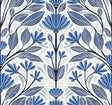 Seabrook Carmela Folk Floral True Blue Wallpaper