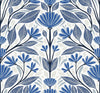 Seabrook Carmela Folk Floral True Blue Wallpaper