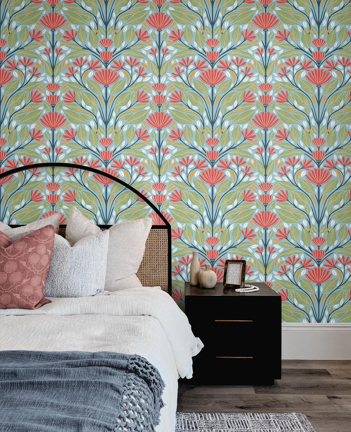 Seabrook Carmela Folk Floral Multi Wallpaper