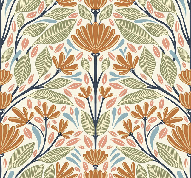 Seabrook Carmela Folk Floral Summer Ends Wallpaper