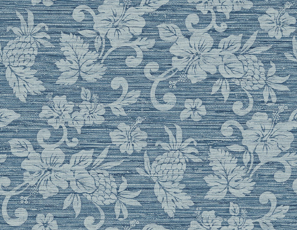 Seabrook Juno Island Floral Blue Wallpaper