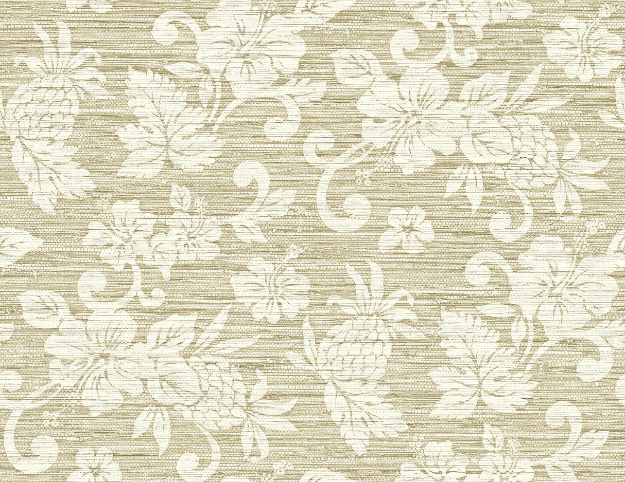 Seabrook Juno Island Floral Saddle Tan Wallpaper