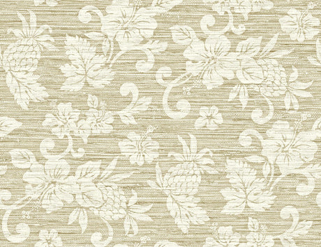 Seabrook Juno Island Floral Saddle Tan Wallpaper