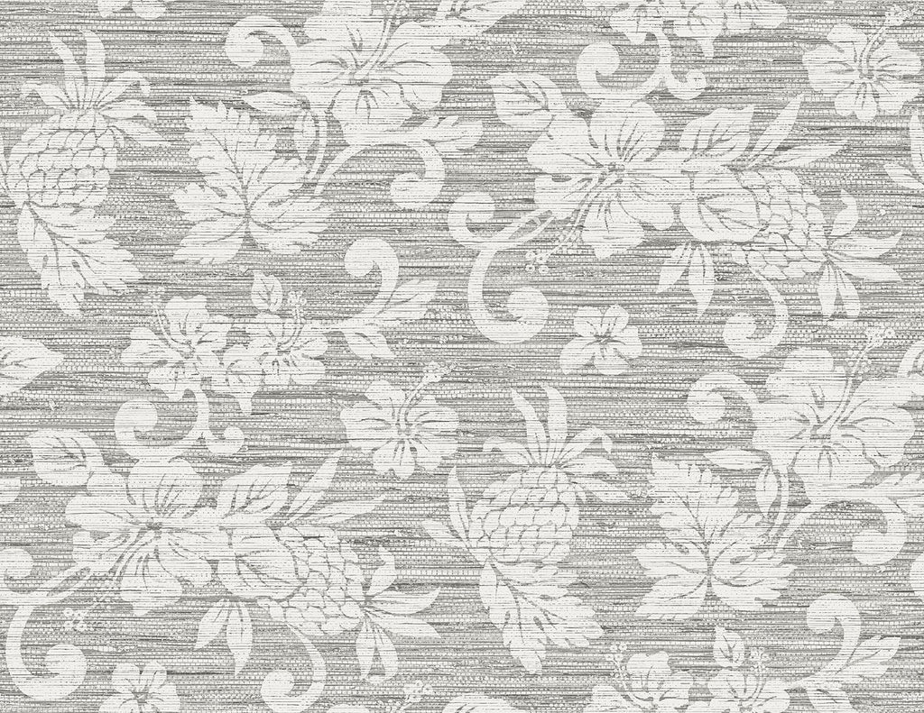 Seabrook Juno Island Floral Grey Wallpaper
