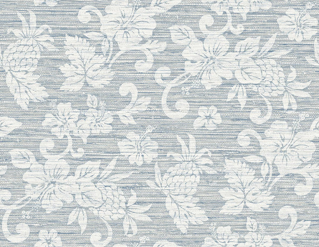 Seabrook Juno Island Floral Fantasy Blue Wallpaper