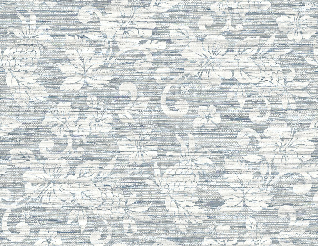Seabrook Juno Island Floral Blue Wallpaper