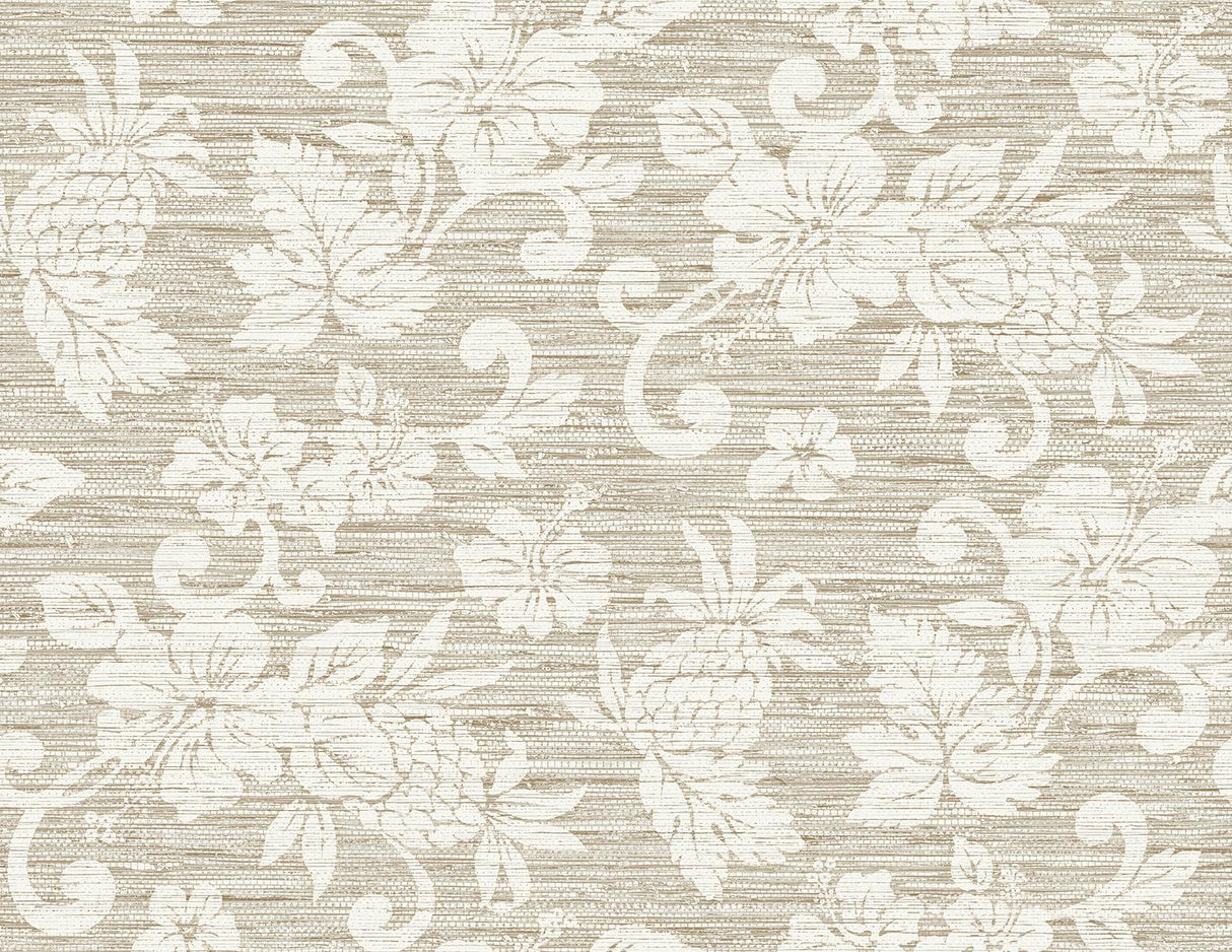 Seabrook Juno Island Floral Balanced Beige Wallpaper