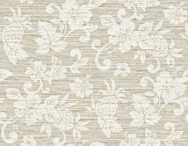 Seabrook Juno Island Floral Balanced Beige Wallpaper