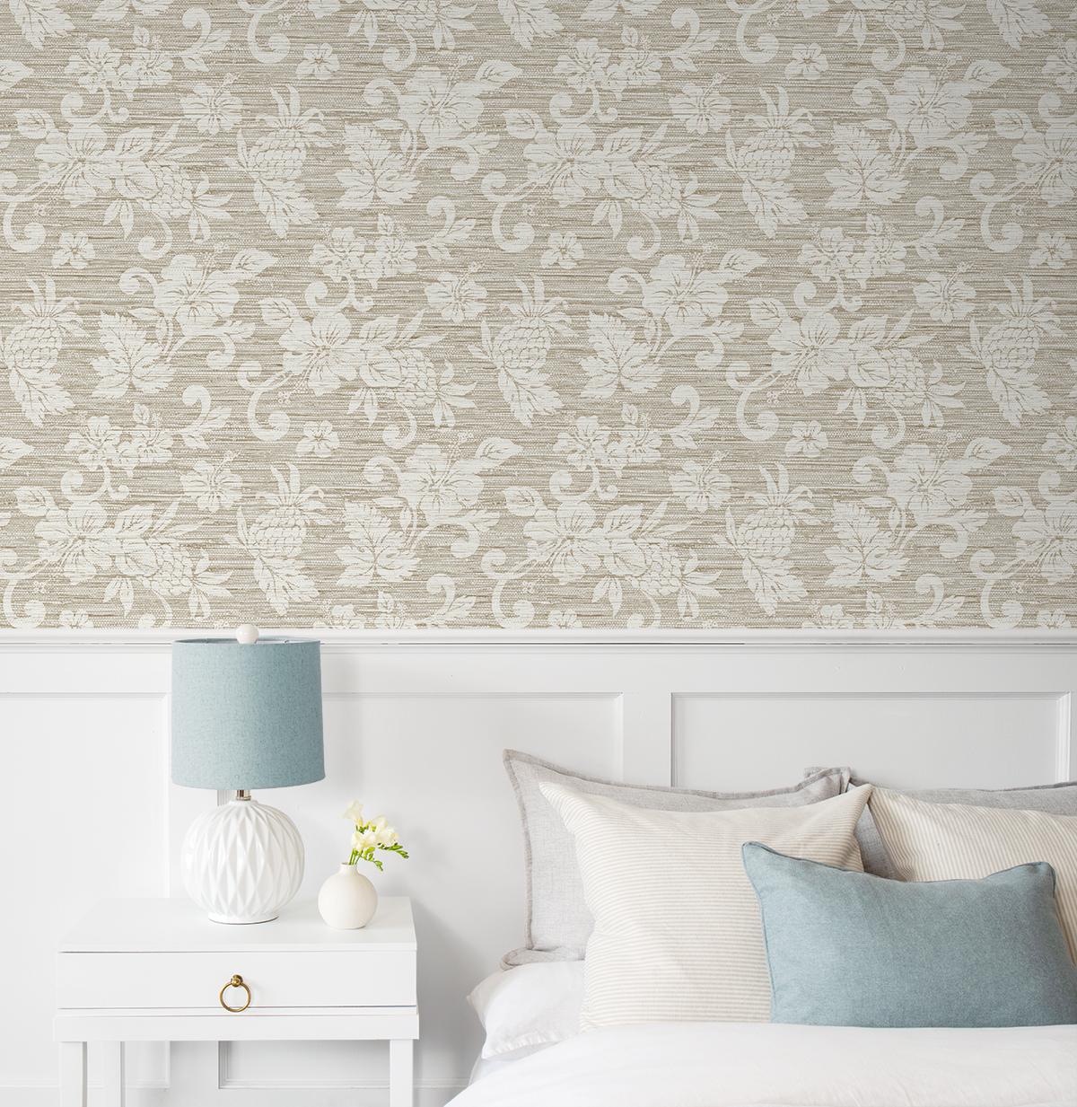 Seabrook Juno Island Floral Beige Wallpaper