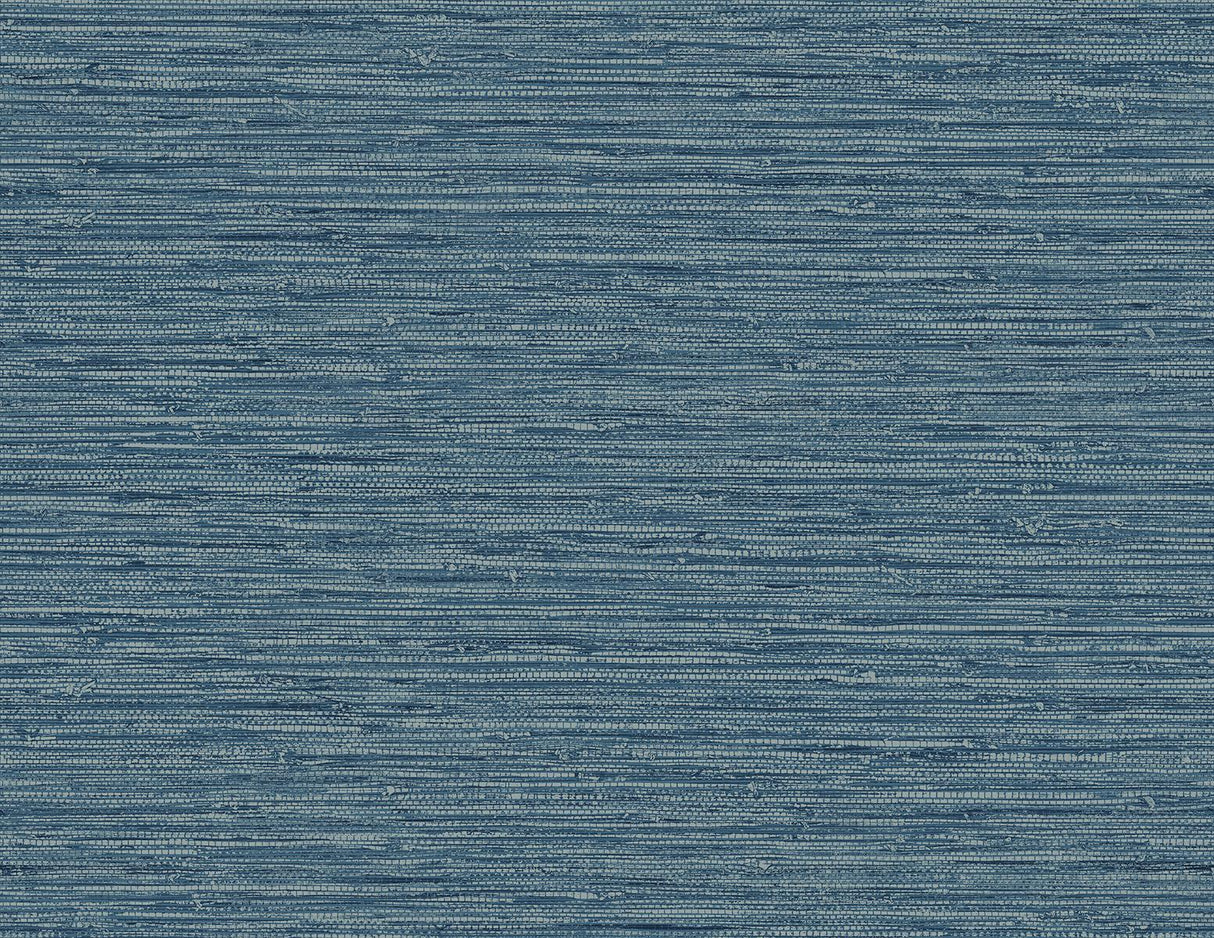 Seabrook Isla Faux Jute Bay Blue Wallpaper
