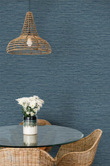 Seabrook Isla Faux Jute Blue Wallpaper