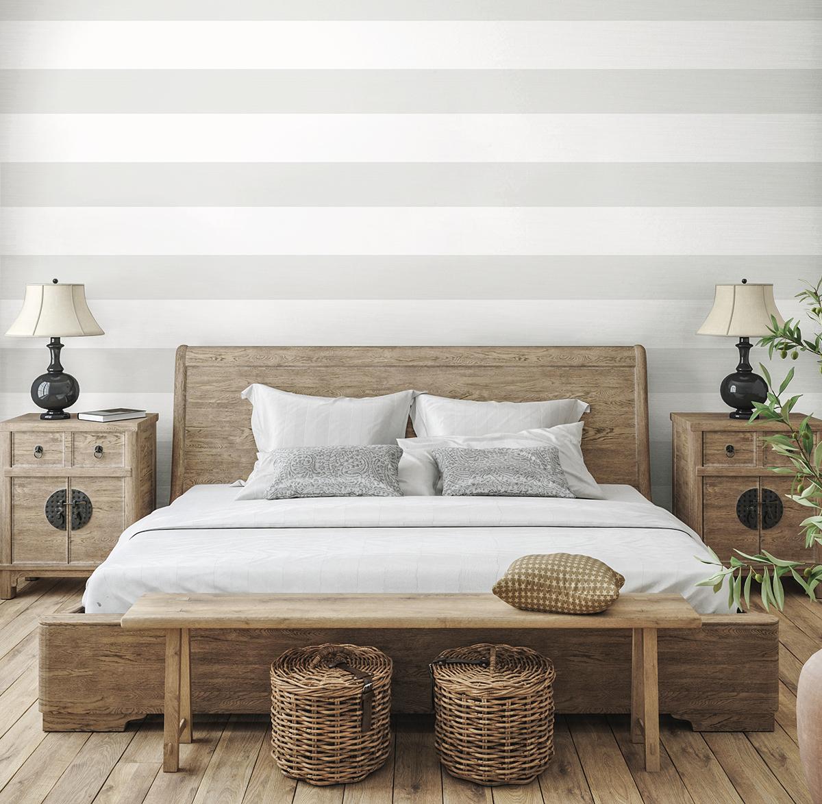 Seabrook Dylan Striped Stringcloth Grey Wallpaper