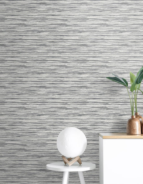 Seabrook Skye Wave Stringcloth Grey Wallpaper