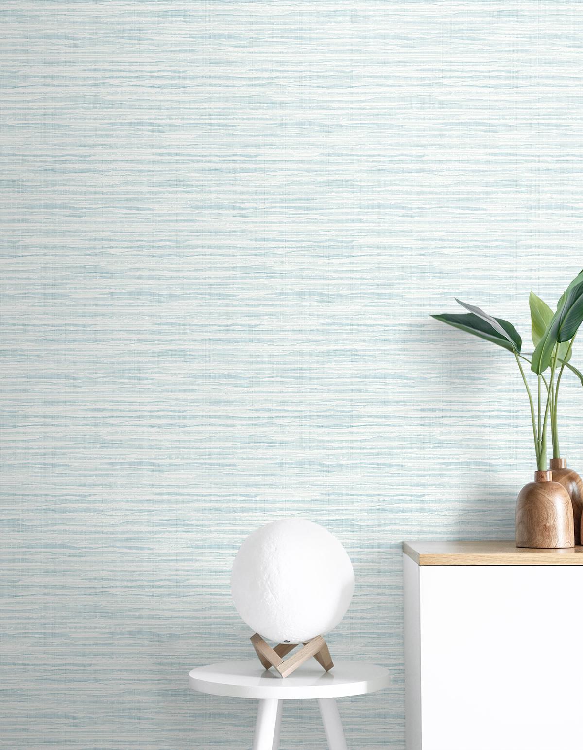 Seabrook Skye Wave Stringcloth Blue Wallpaper