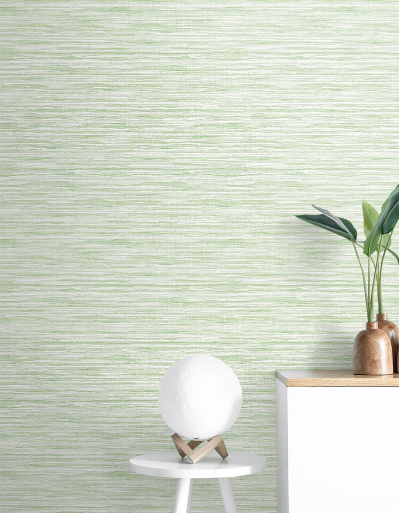 Seabrook Skye Wave Stringcloth Green Wallpaper