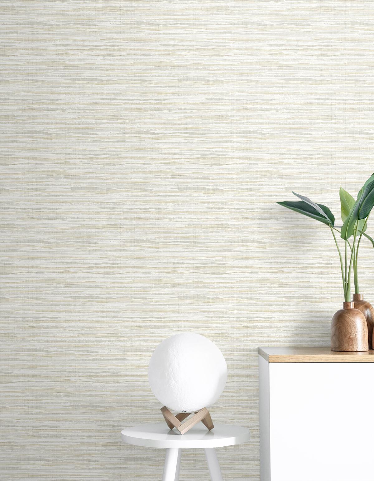 Seabrook Skye Wave Stringcloth Beige Wallpaper