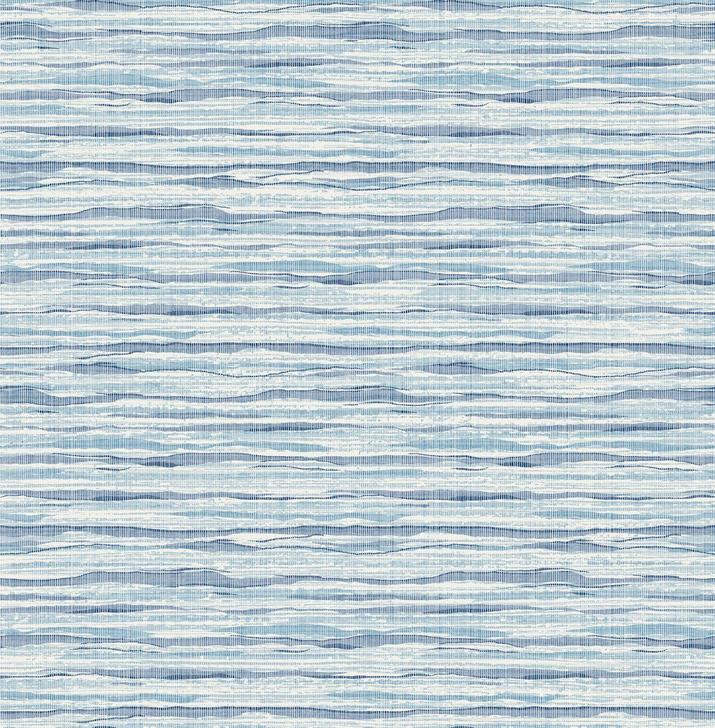 Seabrook Skye Wave Stringcloth Blue Wallpaper