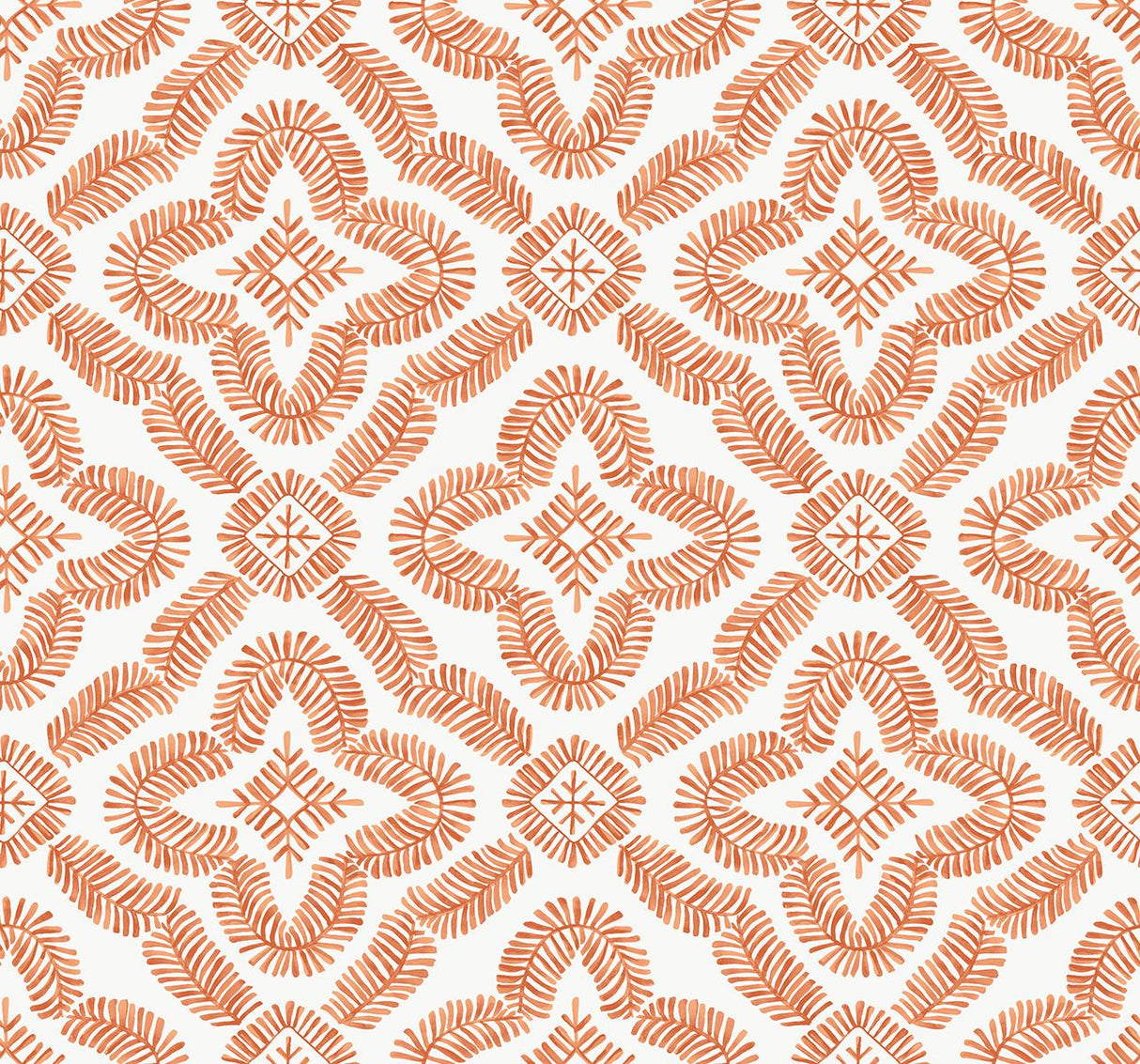 Seabrook Talia Botanical Medallion Salmon Wallpaper
