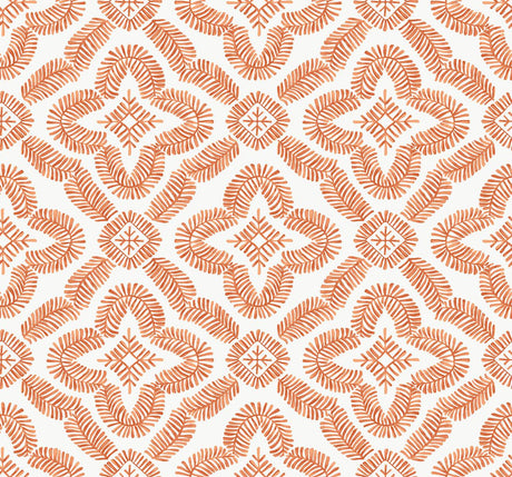 Seabrook Talia Botanical Medallion Salmon Wallpaper