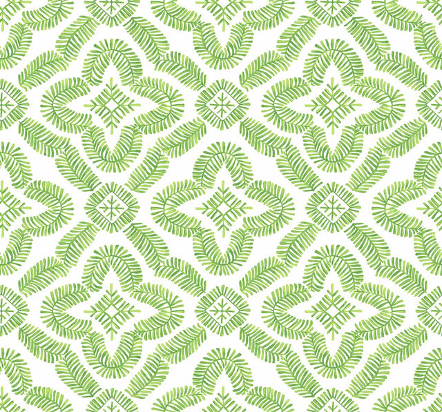 Seabrook Talia Botanical Medallion Kiwi Green Wallpaper