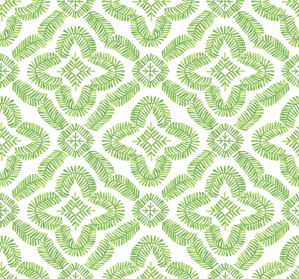 Seabrook Talia Botanical Medallion Green Wallpaper