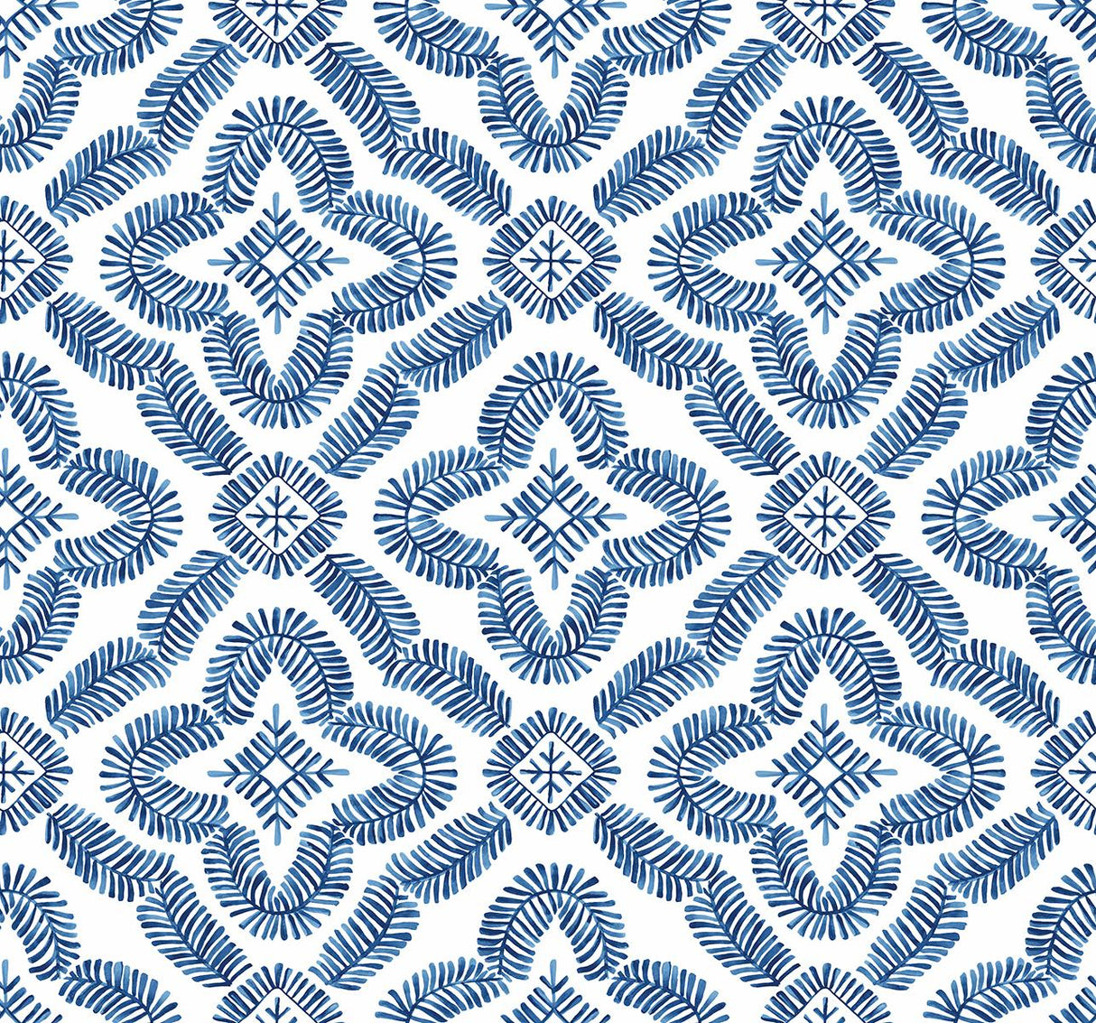 Seabrook Talia Botanical Medallion Cottage Blue Wallpaper