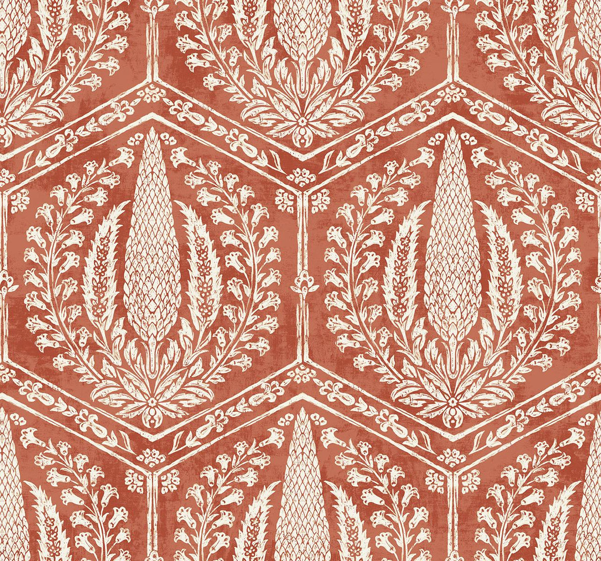 Seabrook Cyrus Harvest Red Terracotta Wallpaper