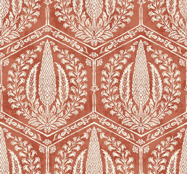 Seabrook Cyrus Harvest Red Terracotta Wallpaper