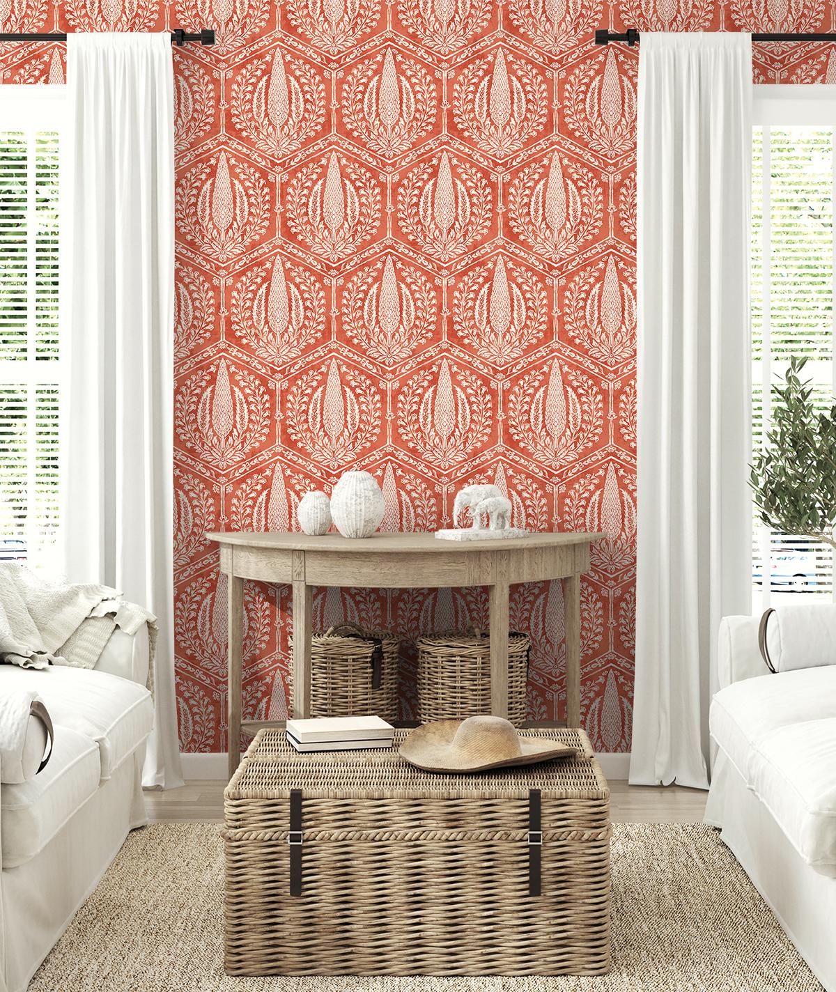 Seabrook Cyrus Harvest Orange Wallpaper