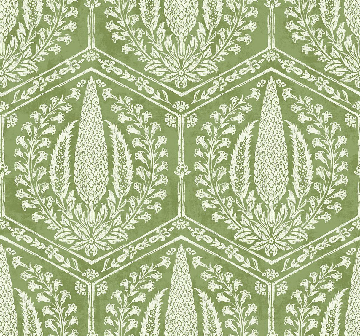 Seabrook Cyrus Harvest Courtyard Green Wallpaper