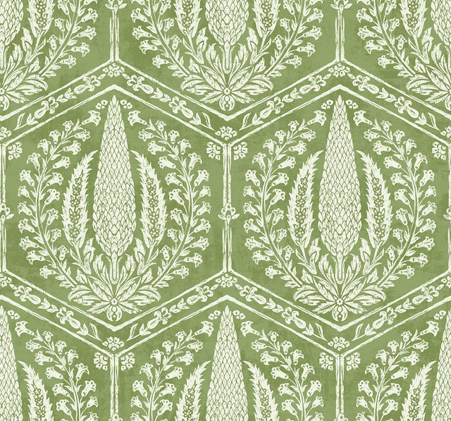 Seabrook Cyrus Harvest Courtyard Green Wallpaper