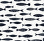 Seabrook Bay Fish Black and White Wallpaper