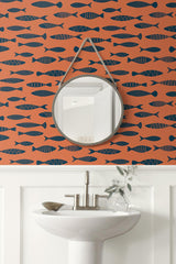 Seabrook Bay Fish Orange Wallpaper