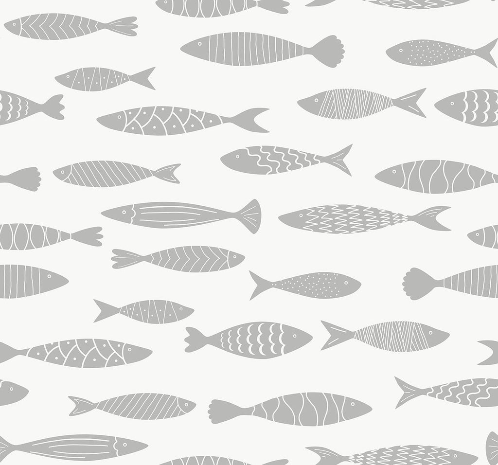 Seabrook Bay Fish Silver Wallpaper