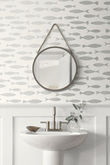 Seabrook Bay Fish Silver Wallpaper