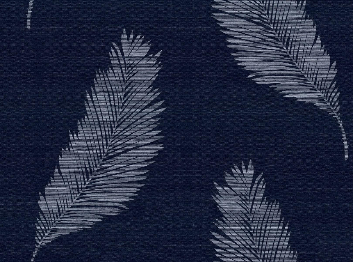 Seabrook Tossed Palm Sisal Grasscloth Midnight Blue Wallpaper