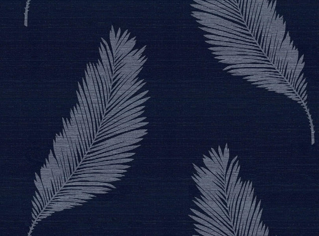 Seabrook Tossed Palm Sisal Grasscloth Midnight Blue Wallpaper