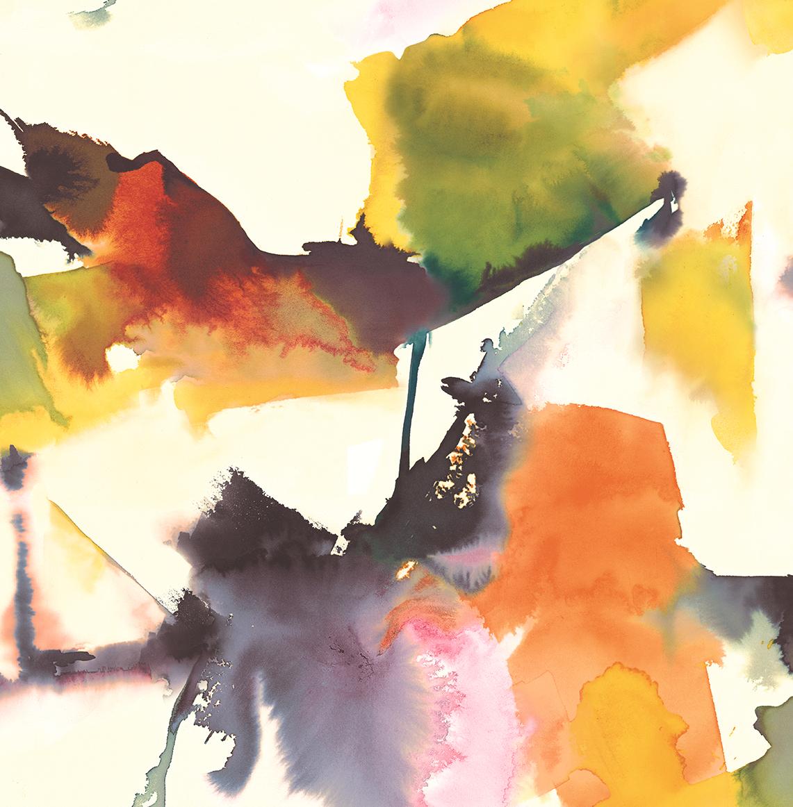 Seabrook Watercolor Block Persimmon & Plum Wallpaper