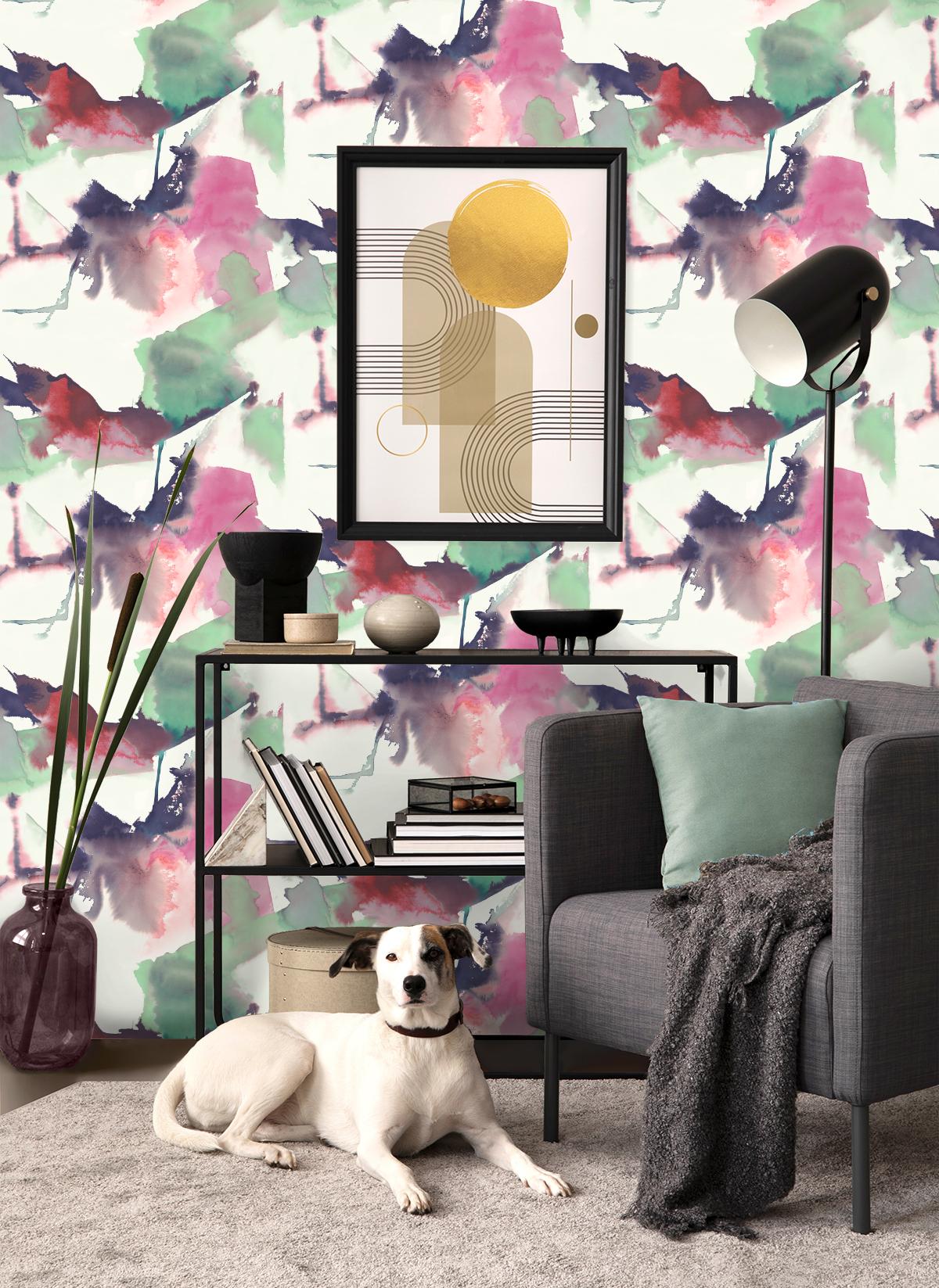 Seabrook Watercolor Block Multicolored Wallpaper