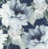 Seabrook Watercolor Floral Navy Blue & Slate Green Wallpaper