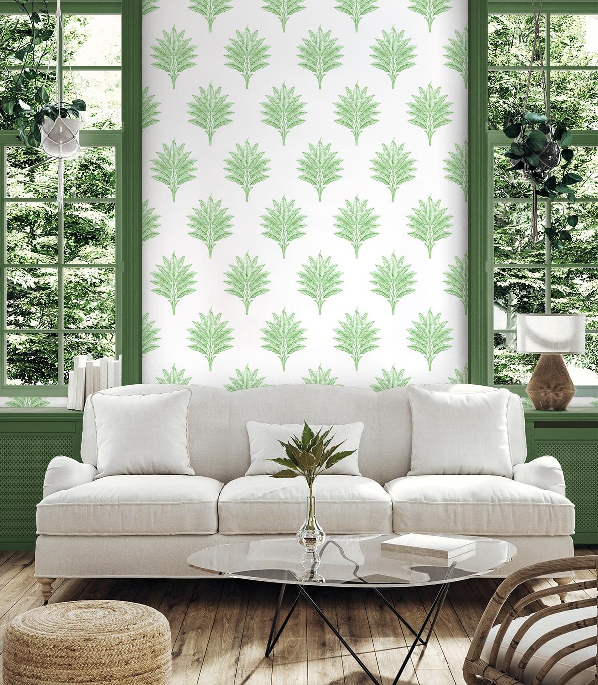 Seabrook Sea Breeze Palm Green Wallpaper