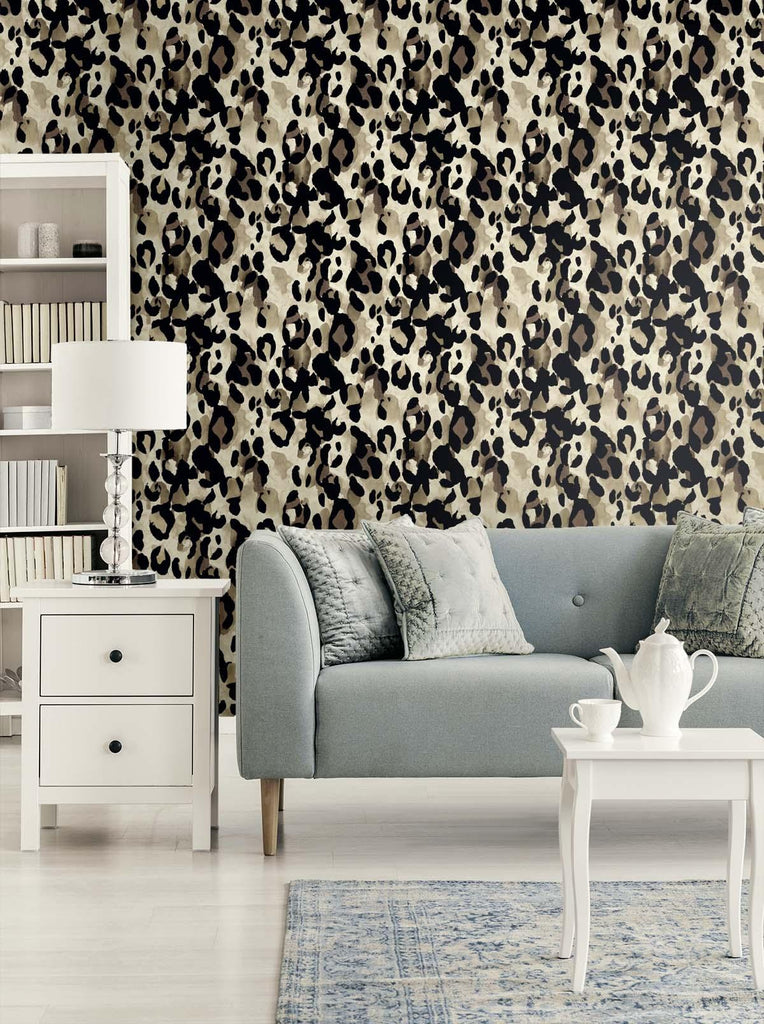 Seabrook Leopard Print Beige Wallpaper