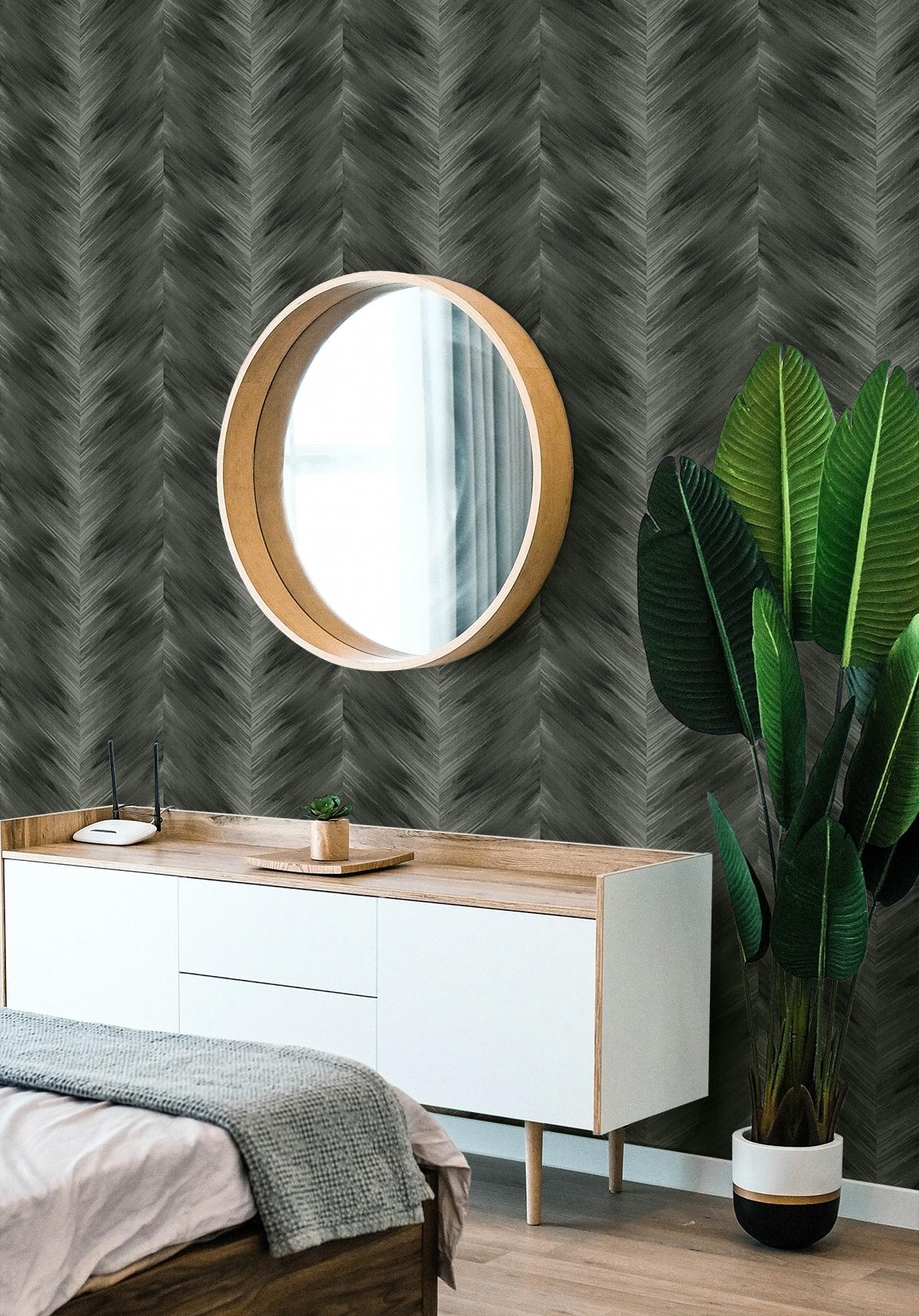 Seabrook Washed Chevron Grey Wallpaper