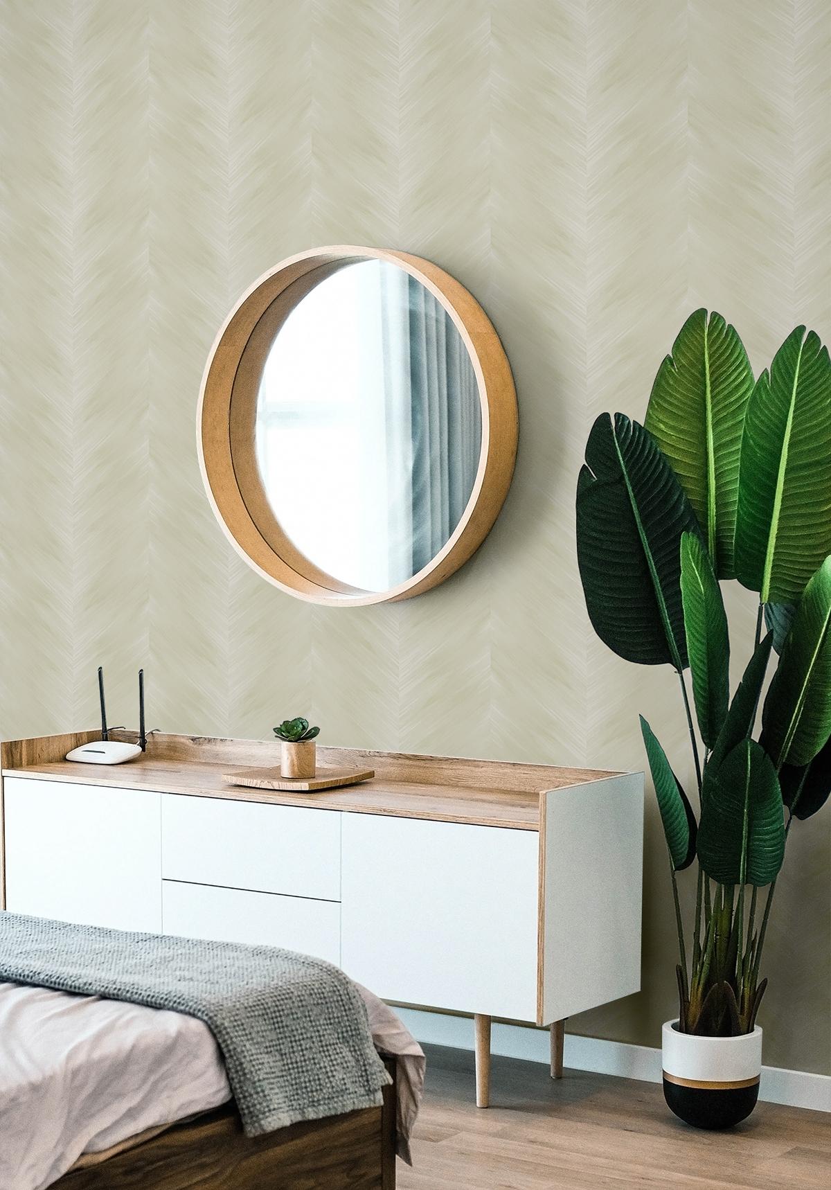 Seabrook Washed Chevron Beige Wallpaper