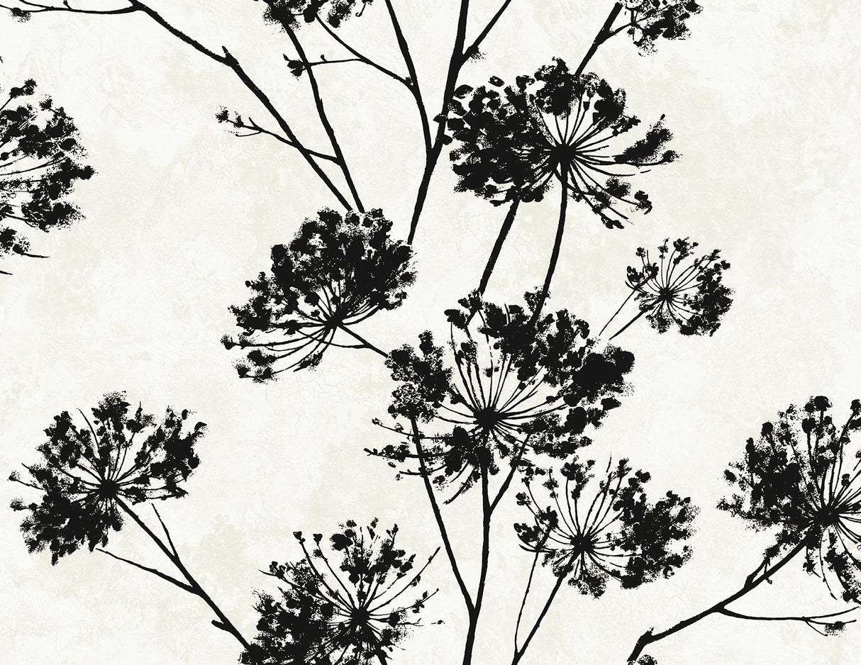 Seabrook Dandelion Floral Ebony Wallpaper