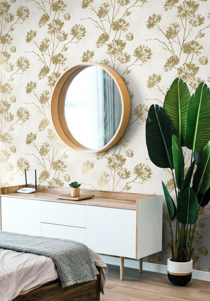 Seabrook Dandelion Floral Gold Wallpaper
