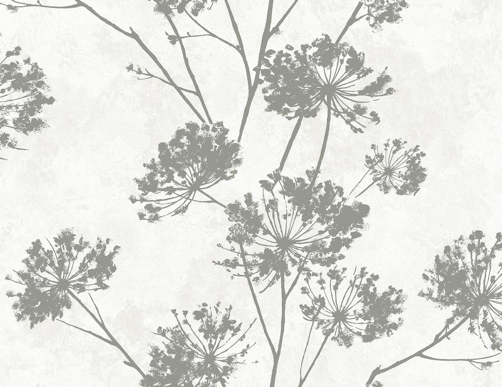 Seabrook Dandelion Floral Silver Wallpaper