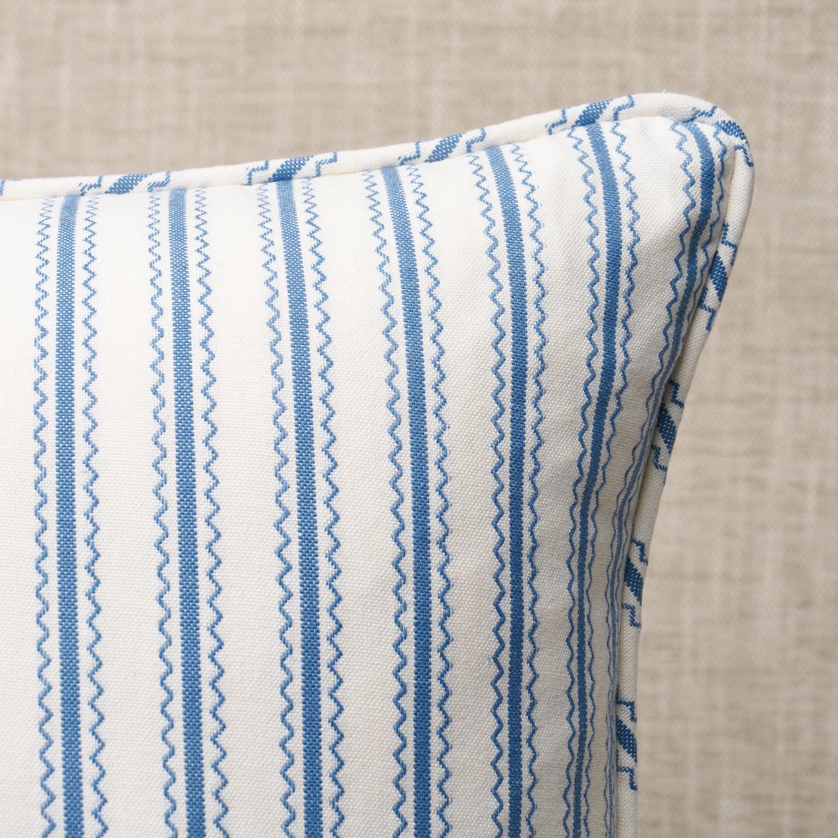 Schumacher Indigo 20" x 20" Birdie Ticking Stripe Pillow